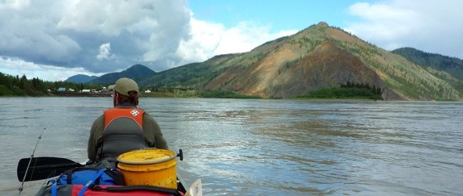 Eagle Bluff, viewed from a canoe on the Yukon River Eagle Bluff, viewed from a canoe on the Yukon River
