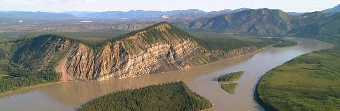 Aerial view of Calico Bluff & the Yukon River Aerial view of Calico Bluff & the Yukon River