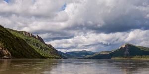 Clouds over the Yukon River & limestone bluffs