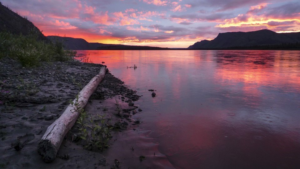 Red sunset on the Yukon River