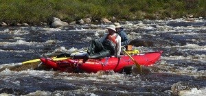 A stuck raft on the Charley River
