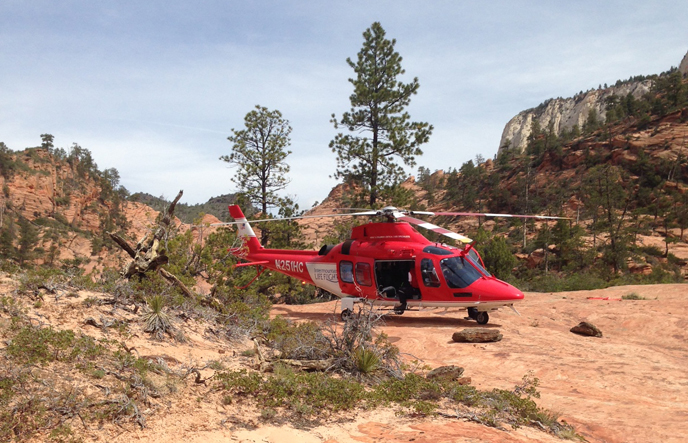 A helicopter landing near The Subway Route.