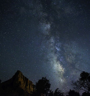 stars and the Milky Way above The Watchman