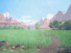 "Zion Canyon", 1903, by Frederick S. Dellenbaugh, 1903 Oil on canvas, Zion Museum Collection ZION 38105 "Zion Canyon", 1903, by Frederick S. Dellenbaugh, 1903 Oil on canvas, Zion Museum Collection ZION 38105