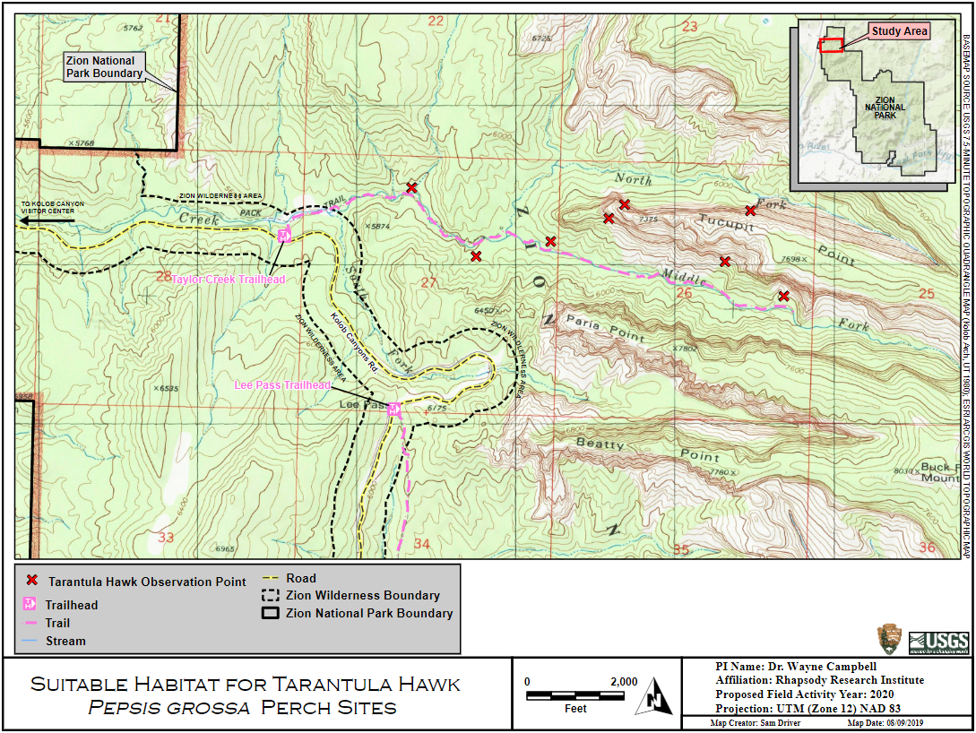 An example topo map featuring the required map components