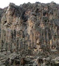 columnar basalt in lava flow