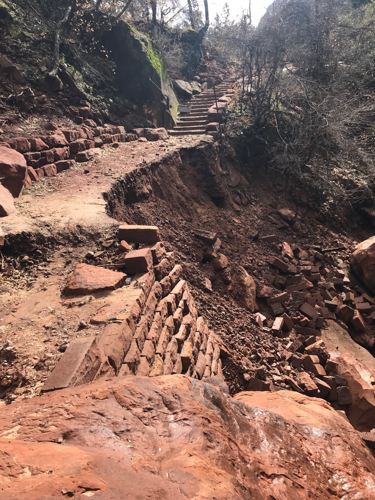 Damaged trail at Lower Emerald Pools