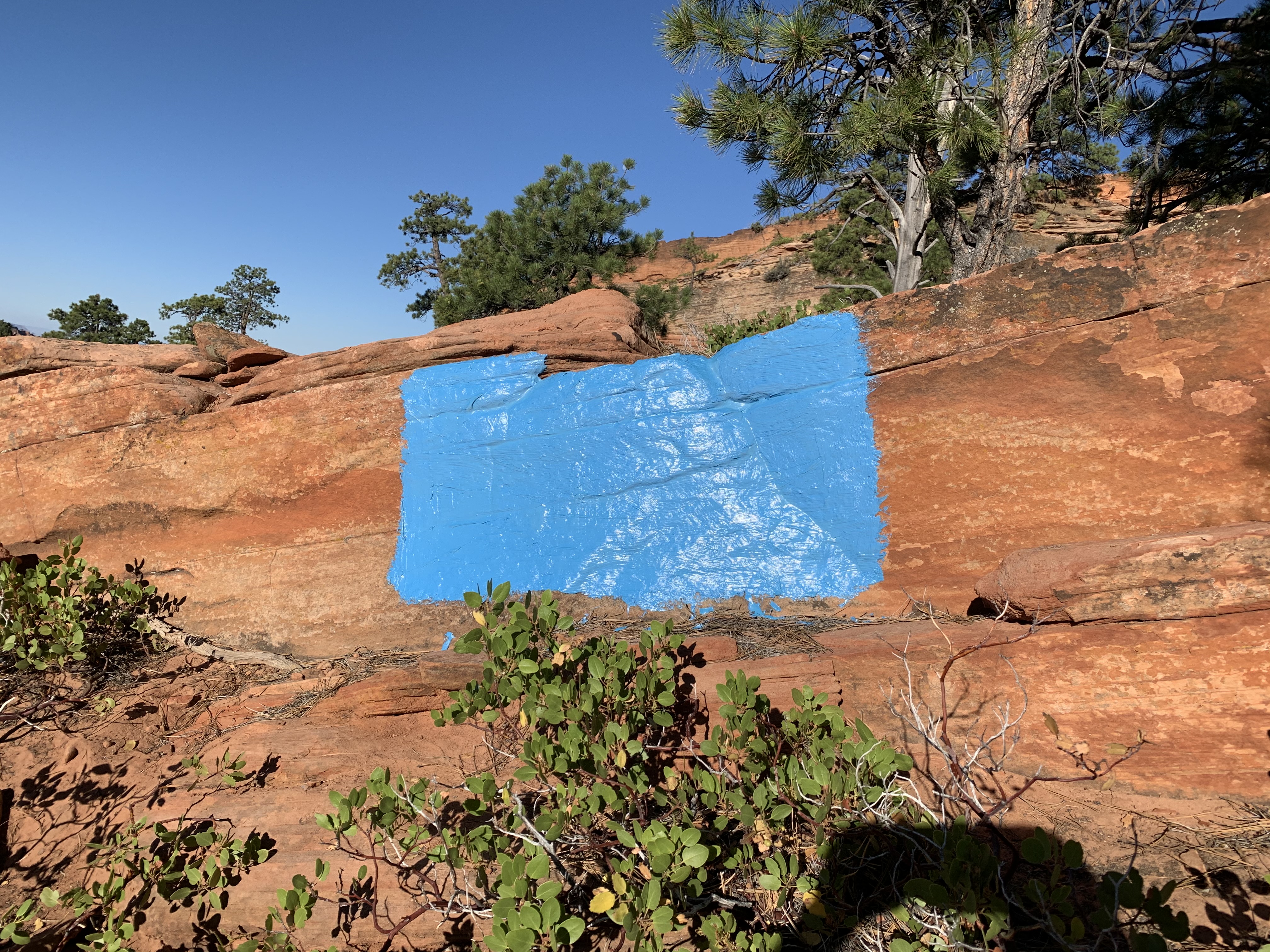 Blue Square Vandalism on Kolob Terrace Road