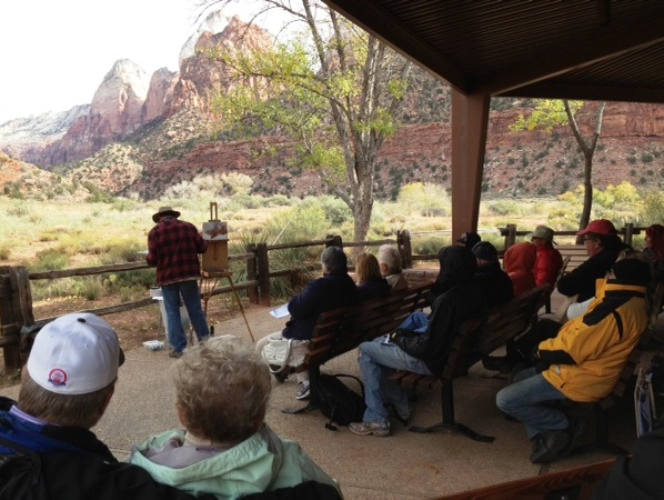 John Cogan Acrylic Paint Demonstration at Zion Plein Air Invitational