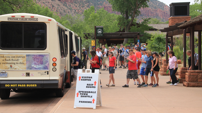 Shuttle Lines on Memorial Day Weekend.