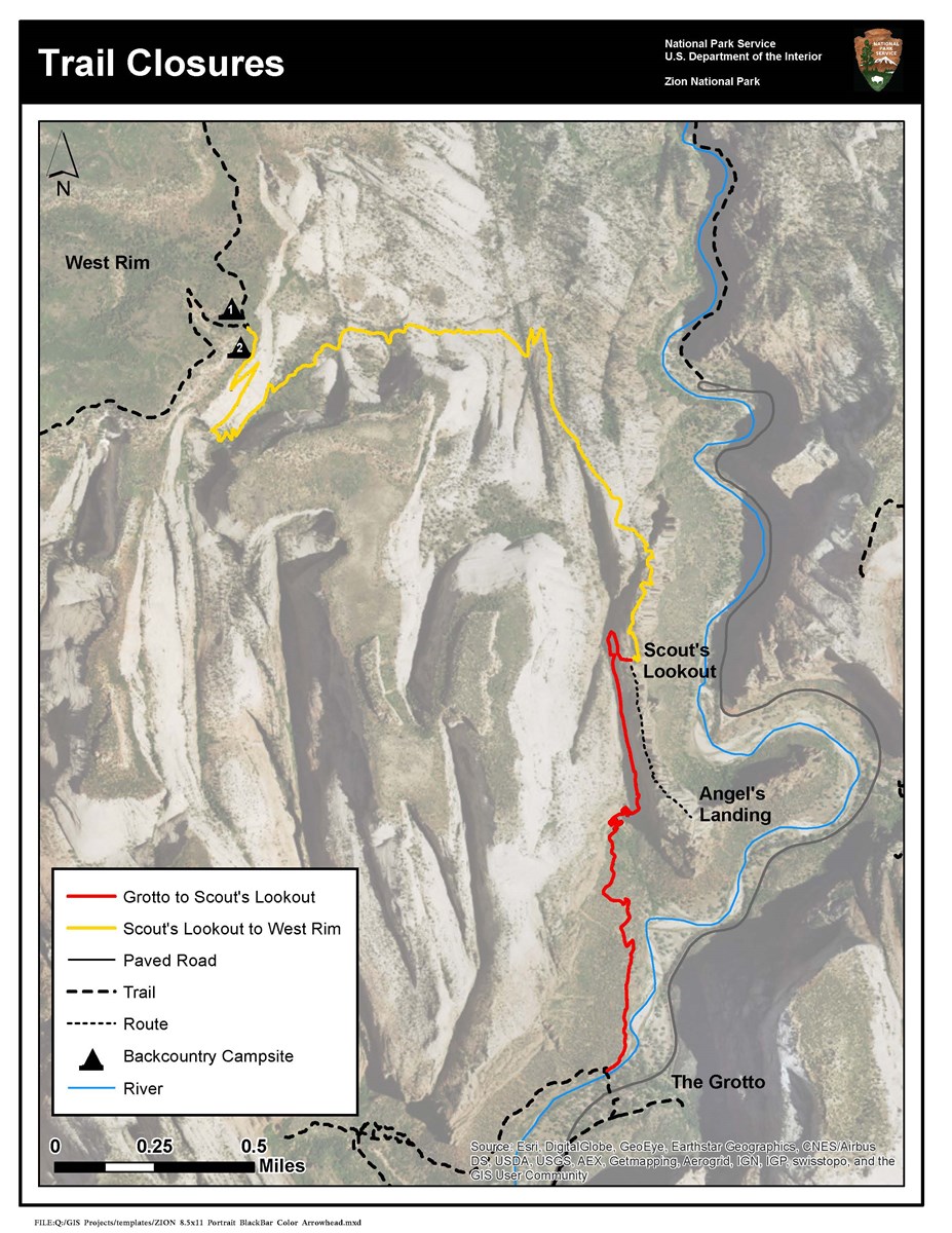West Rim Trail Map Upcoming Trail Closures On West Rim Trail - Zion National Park (U.s.  National Park Service)