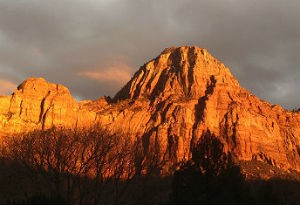 sunset light on Bridge Mountain