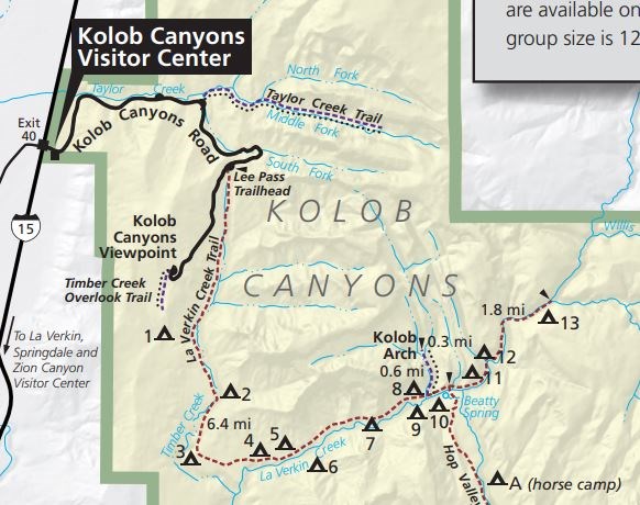 Kolob Canyons of Zion Map