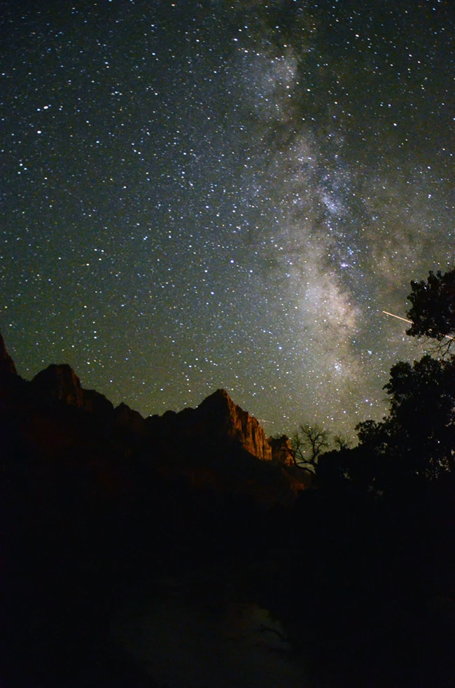 The Milky Way stretches over the Watchman