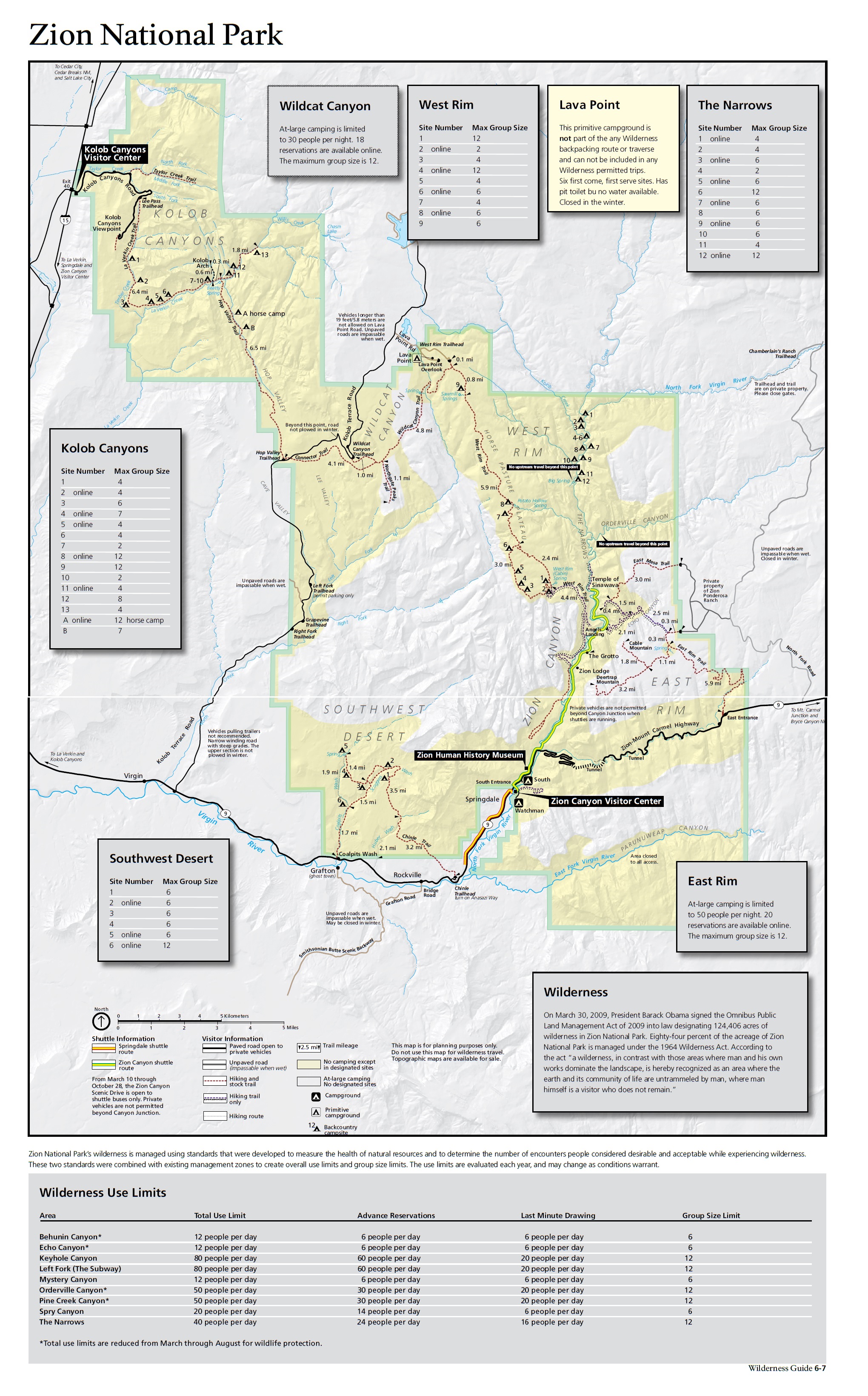 Maps Zion National Park U S National Park Service