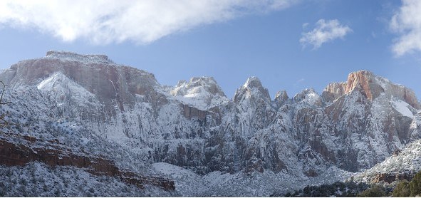 Canyon walls covered in snow