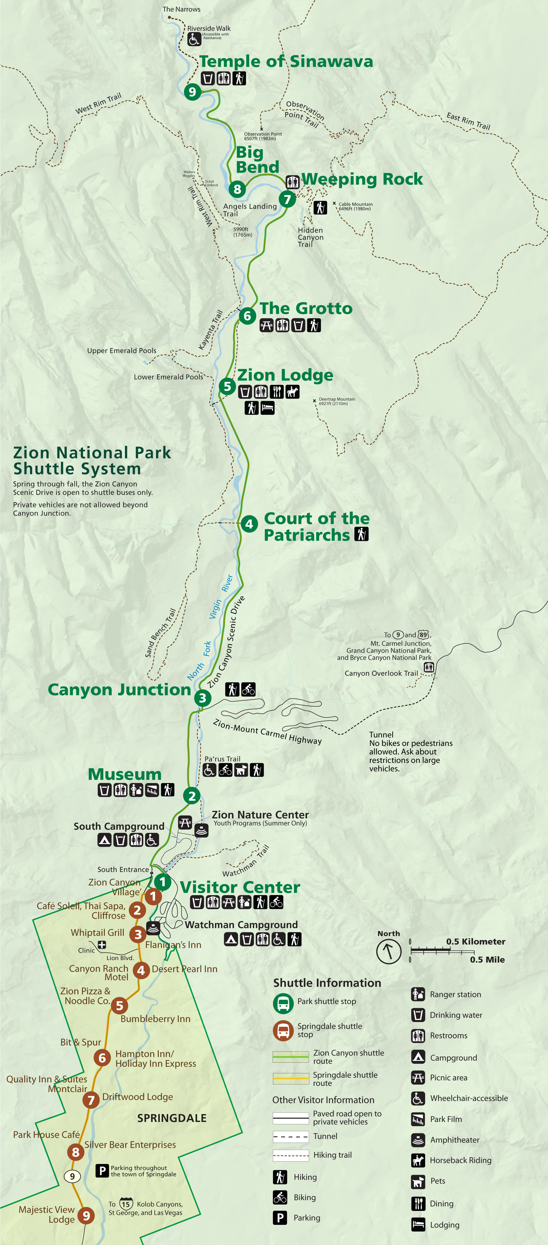 zion canyon on a map