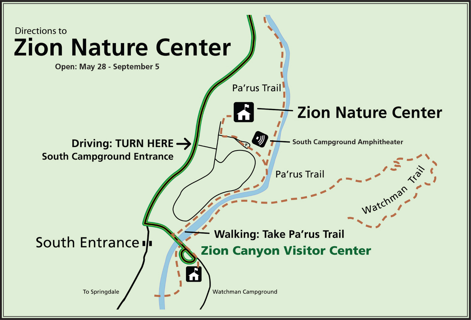 zion narrows campsite map Maps Zion National Park U S National Park Service zion narrows campsite map