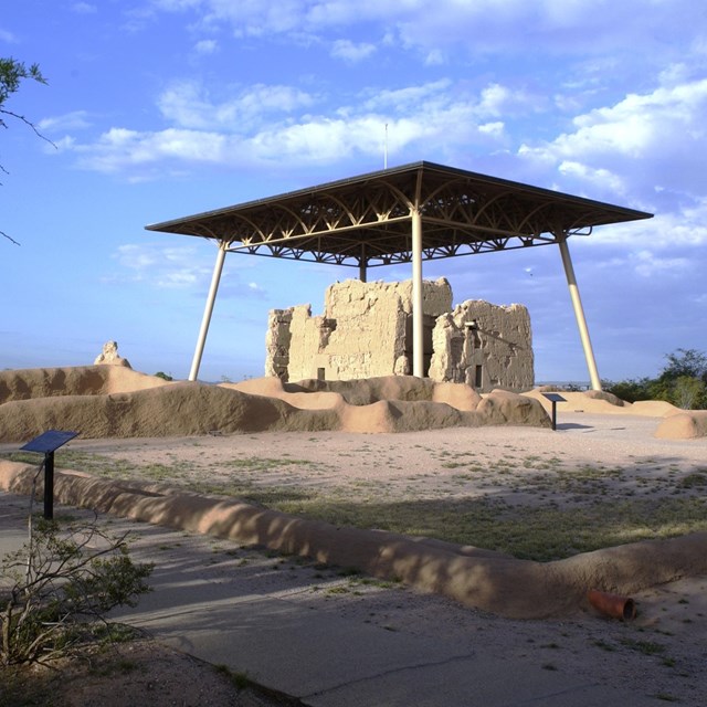 The Casa Grande structure with overhead covering.