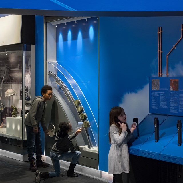 children using the interactive in the building the dream gallery